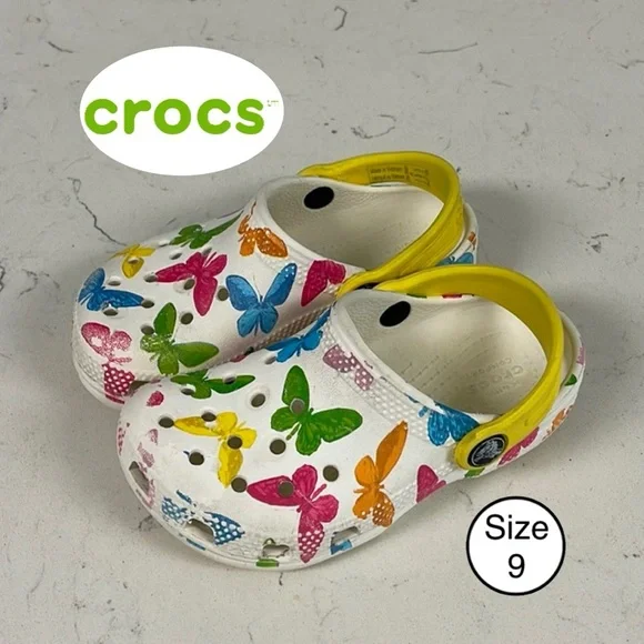 Crocs Classic Butterfly Print Clogs Slip On Comfort SIZE 9 MENS / 11 WOMENS NWT Amazon.com | Crocs Unisex Classic Crush Clog White/Multi  main image 2